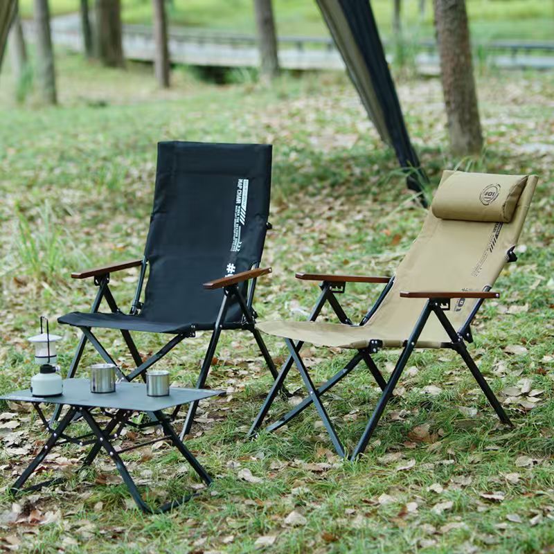 Outdoor Camping High Chair - Składane krzesło plażowe/kempingowe z wysokim oparciem,