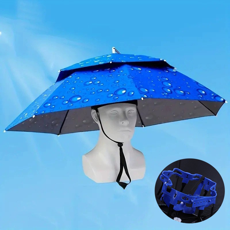 Outdoor Camping Hat - Dwustronny Regulowany Kapelusz Wędkarski z Parasolem,