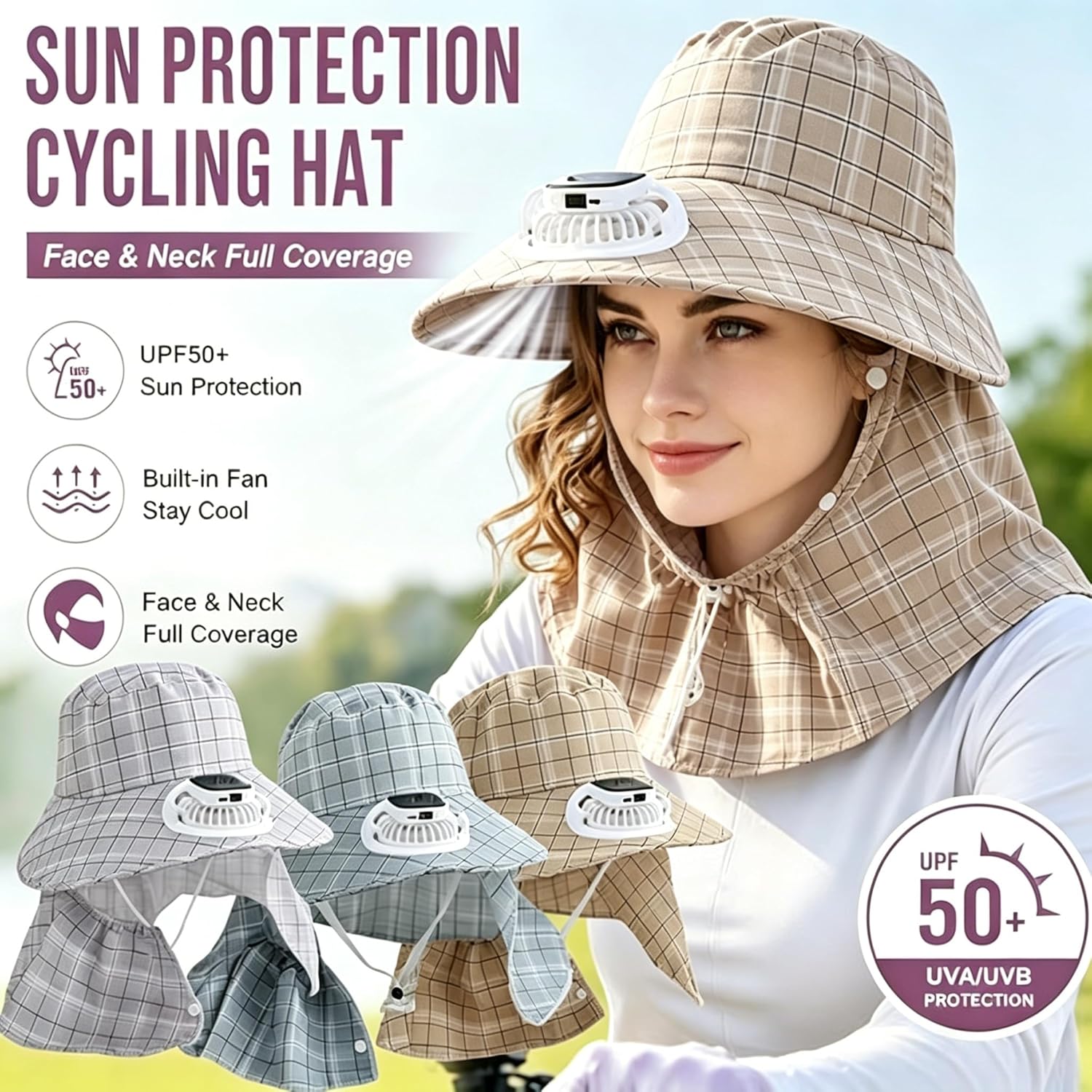 Outdoor Camping Hat - 1 szt. Czapka z wentylatorem solarnym,