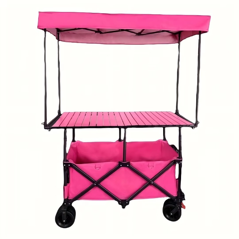 Outdoor Camping Trolley - Składany stalowy wózek stołowy, wózek do