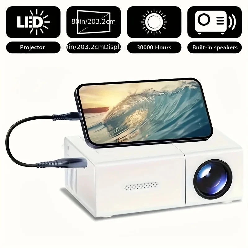 Outdoor Camping Movies - Mini projektor LED 1080P z pilotem,
