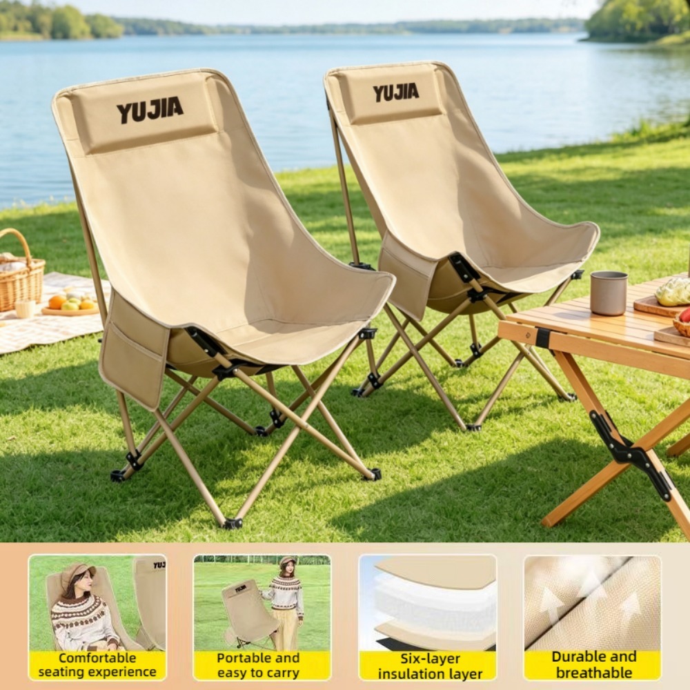 Outdoor Camping High Chair - Składane krzesło outdoorowe, przenośne, duże i