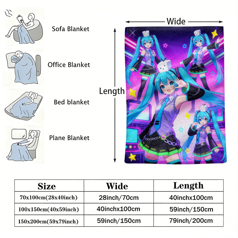 Koc flanelowy Hatsune Miku, na – Outdoor Camping Anime recenzja i cena