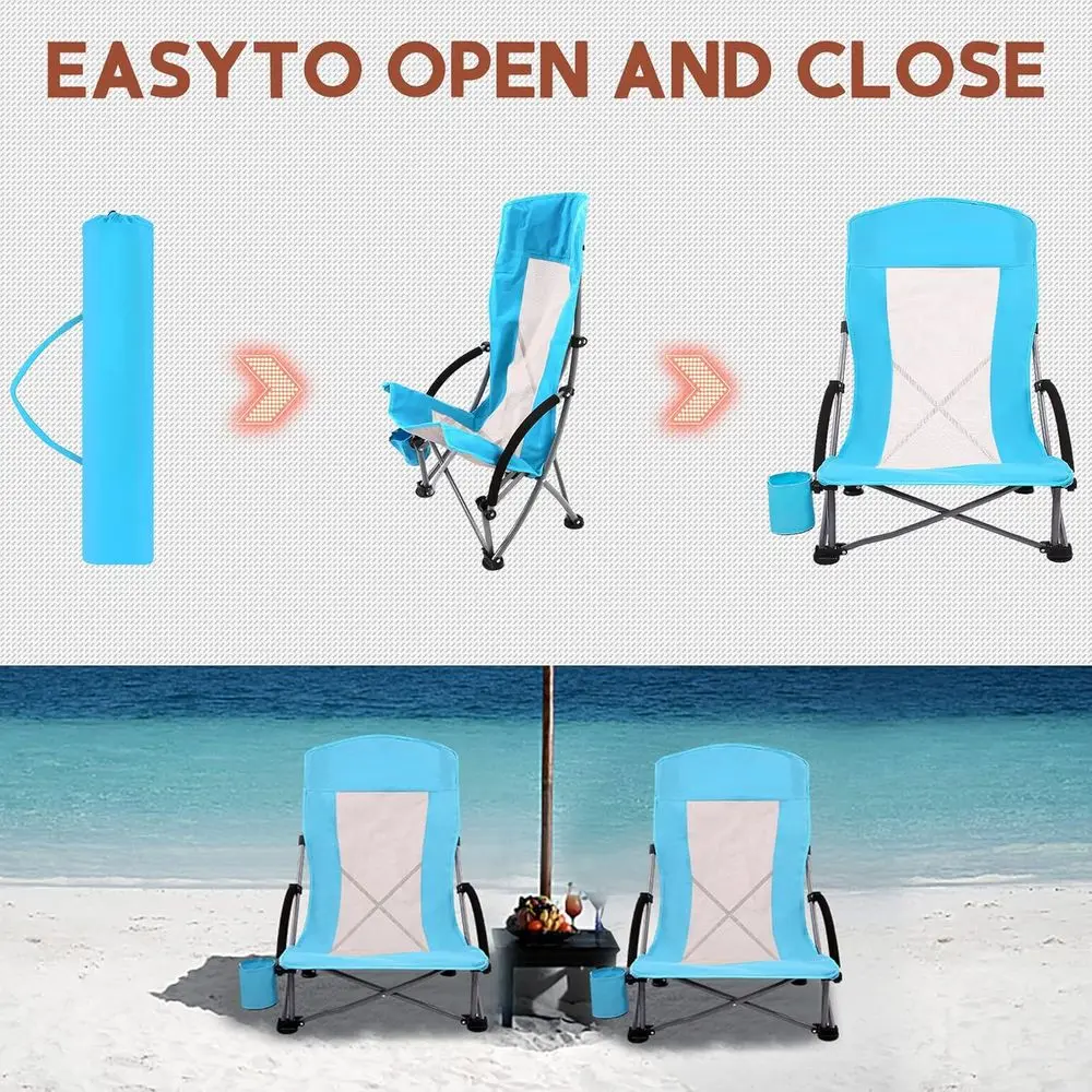 Przenośne, niebieskie krzesła  – Outdoor Camping High Chair recenzja i cena