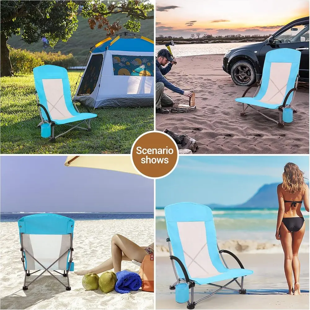 Przenośne, niebieskie krzesła  – Outdoor Camping High Chair recenzja i cena