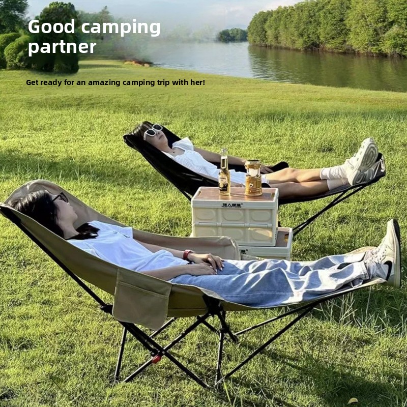 Składane krzesło księżycowe na – Outdoor Camping High Chair recenzja i cena